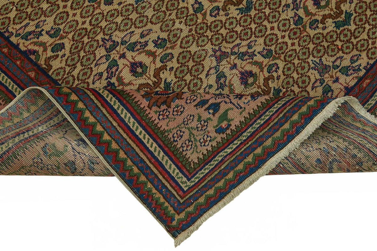 Javrik Kayseri Bej ve Kahverengi Geometrik Desenli Halı 198x293 cm – kenar detayı