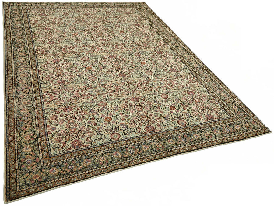 سجادة جاڤريك عنابية وبيج عتيقة منسوجة يدويًا بنقوش زهور 197x280 cm – منظر عام