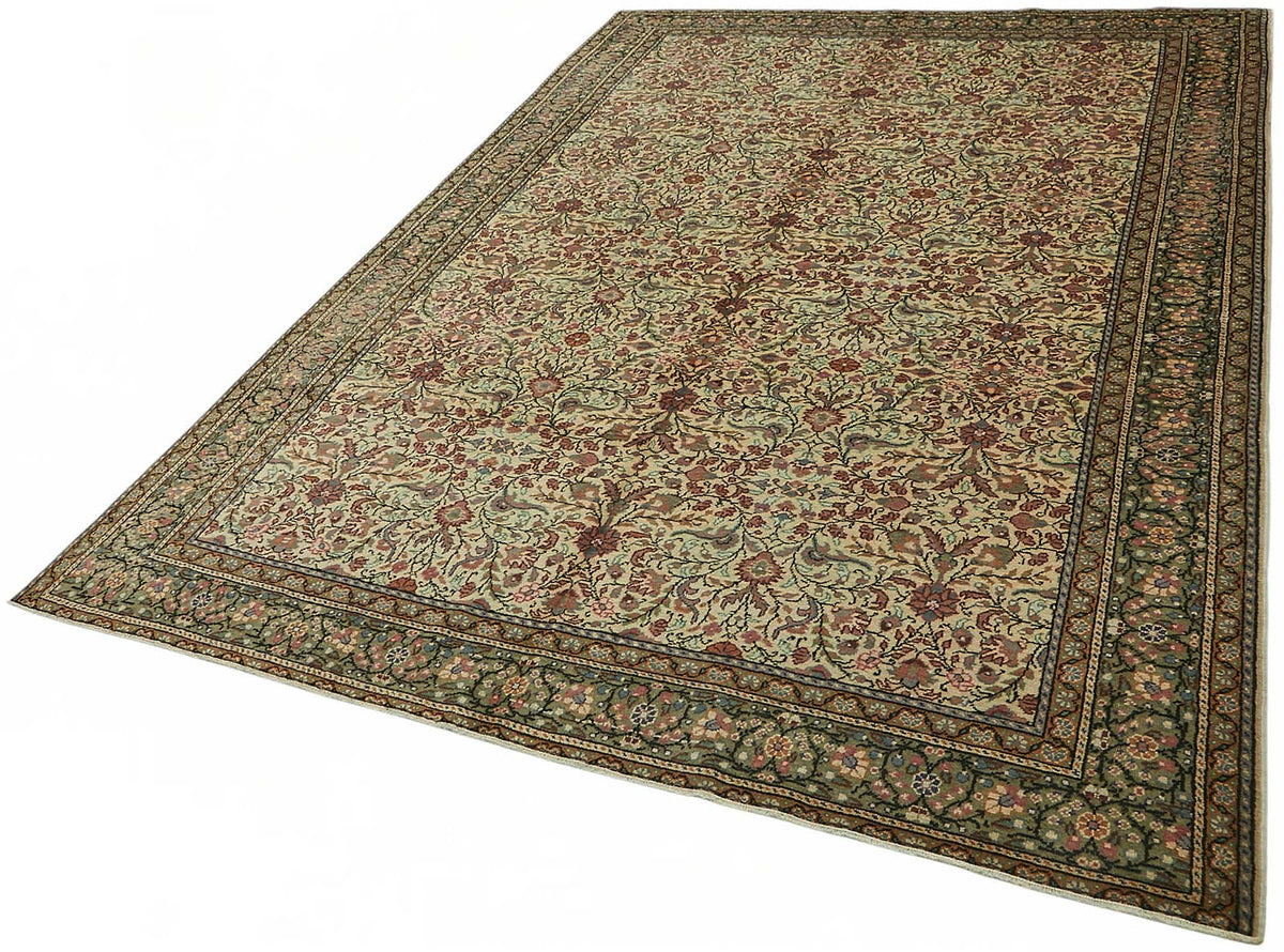Javrik Bordo Bej Halı Vintage El Dokuma Çiçek Desenli 197x280 cm – doku yakın çekim