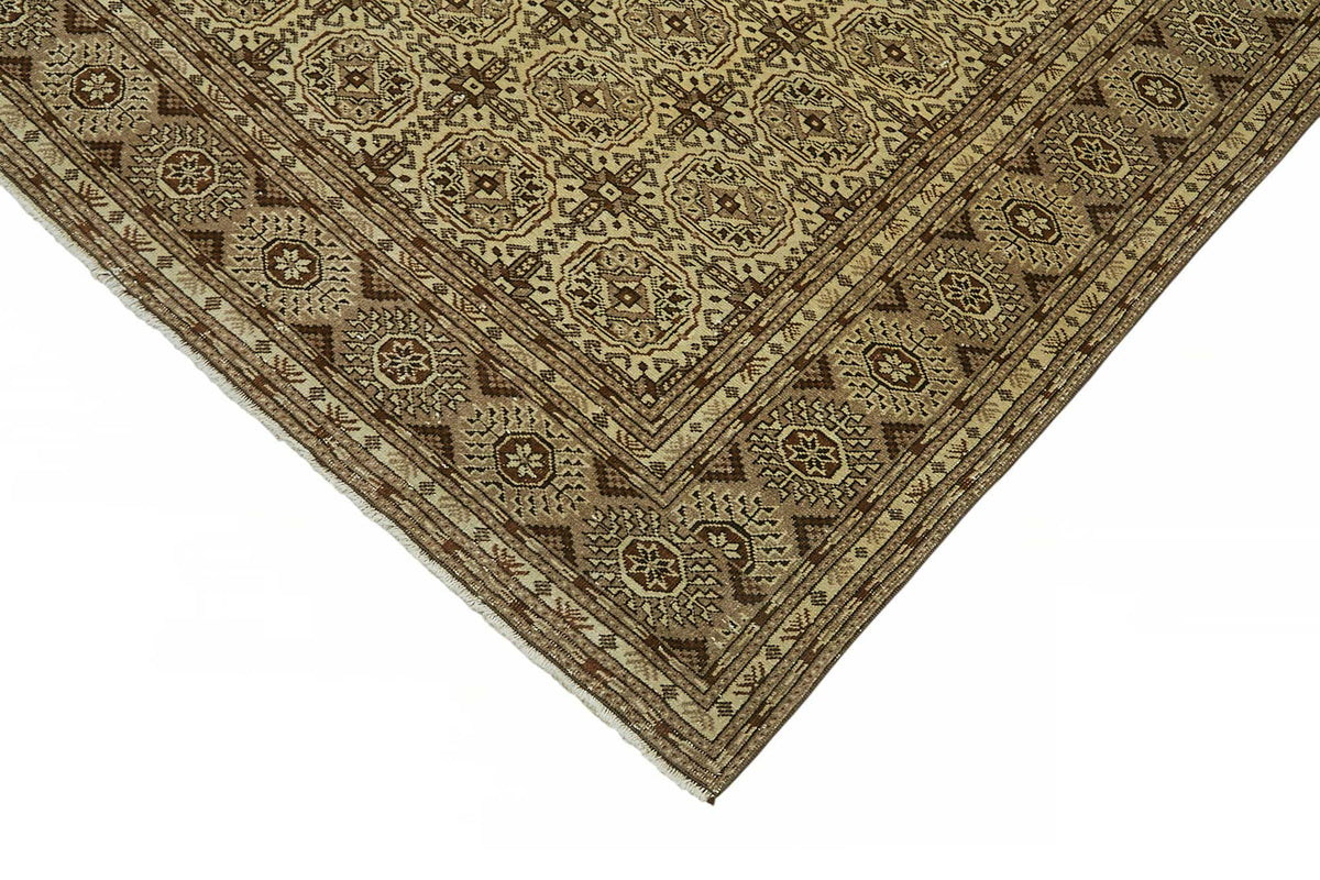 Javrik Vintage Bej Kahverengi Geometrik El Dokuma Halı 200x290 cm – detay görünümü