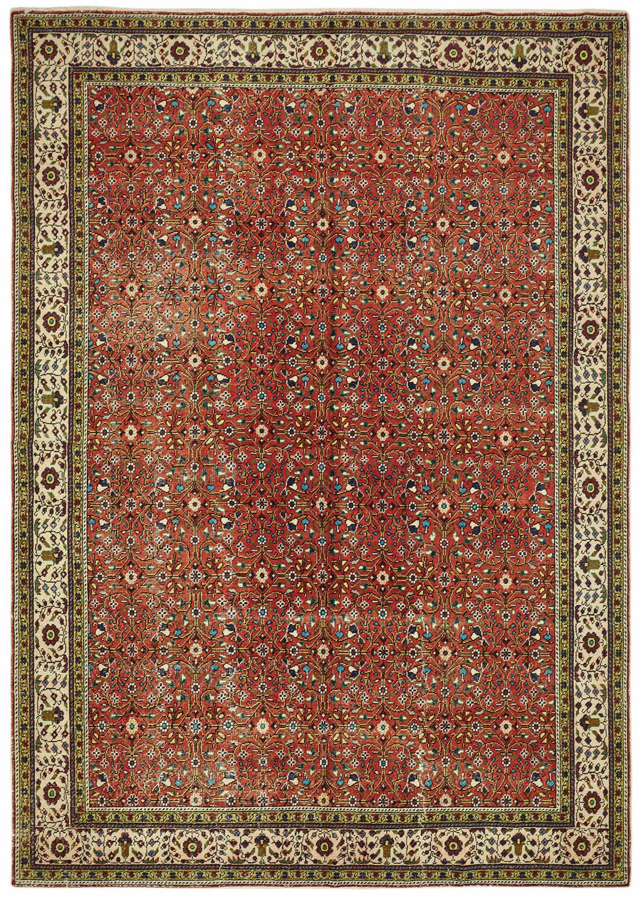 Javrik Red Beige Floral Classic Hand-Woven Rug 198x278 cm Wool Cotton