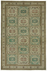 Javrik Bej Kahverengi Geometrik Desenli El Dokuma Halı 193x300 cm