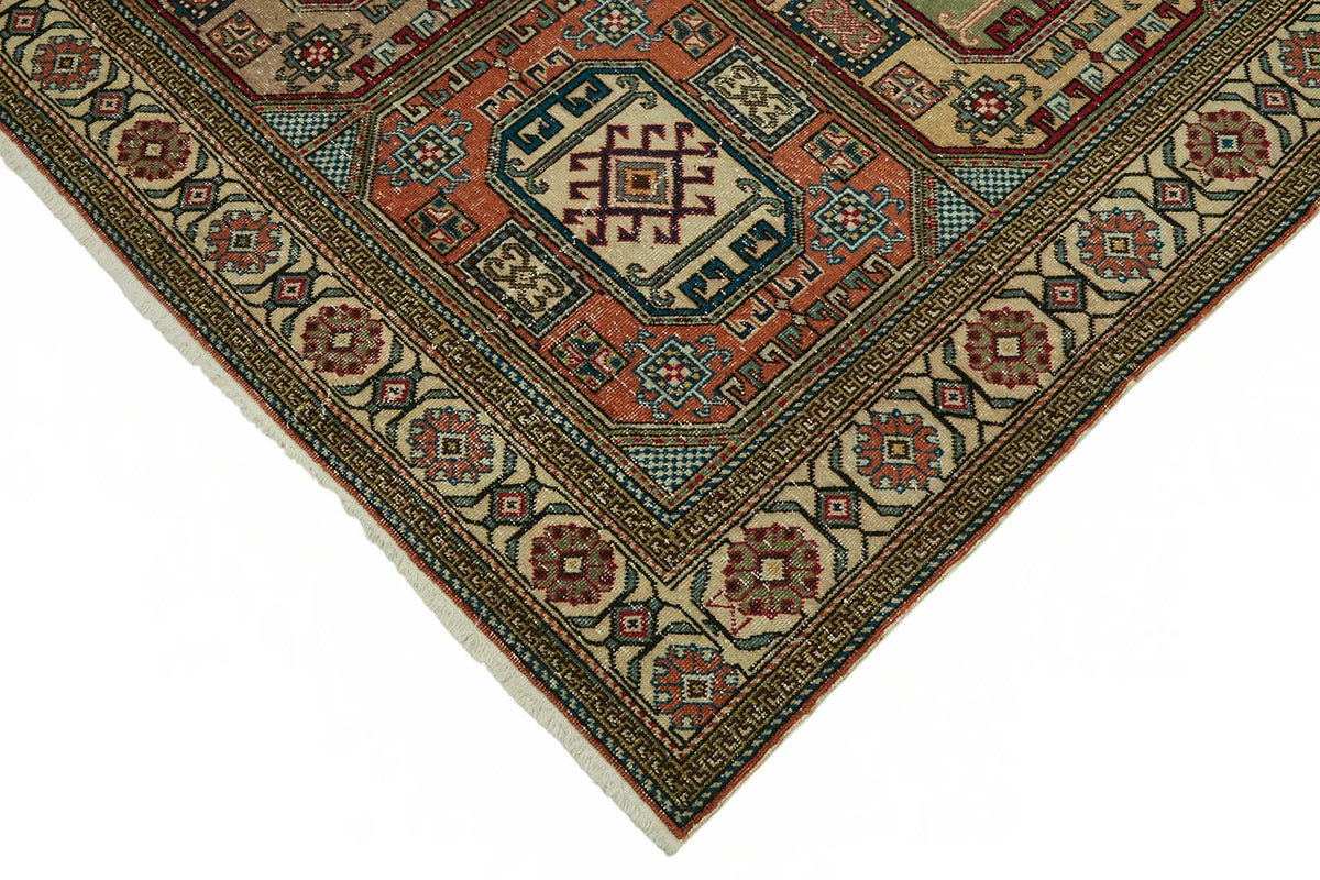 Javrik Bej Kırmızı Geometrik Etnik El Dokuma Halı 195x295 cm – detay görünümü