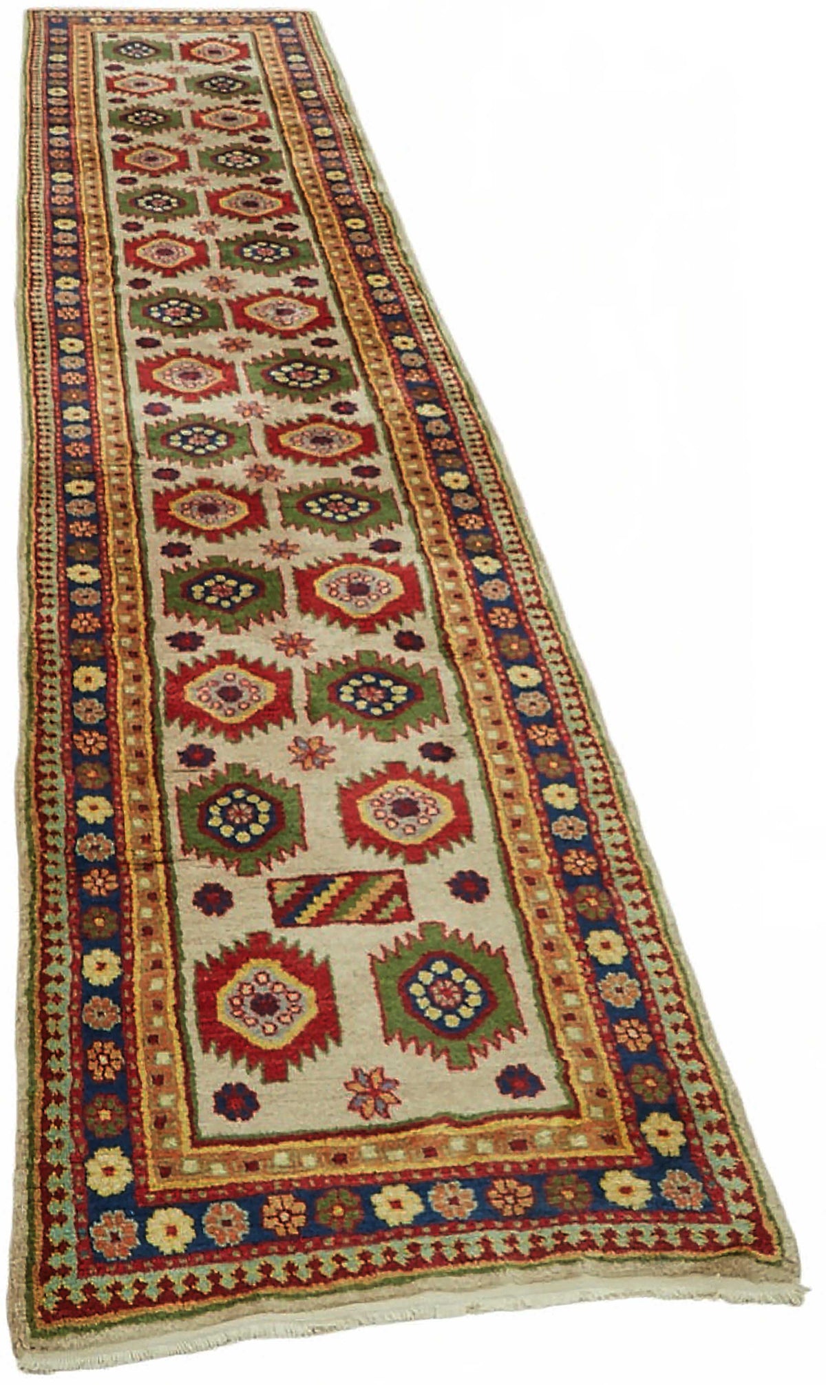 Kirzo Bej Çok Renkli Geometrik Desenli El Dokuma Yolluk 70x350 cm – genel görünüm
