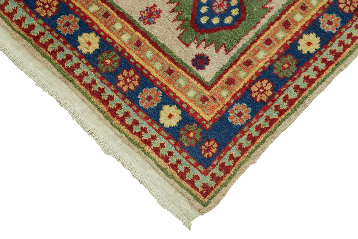 Kirzo Bej Çok Renkli Geometrik Desenli El Dokuma Yolluk 70x350 cm – detay görünümü