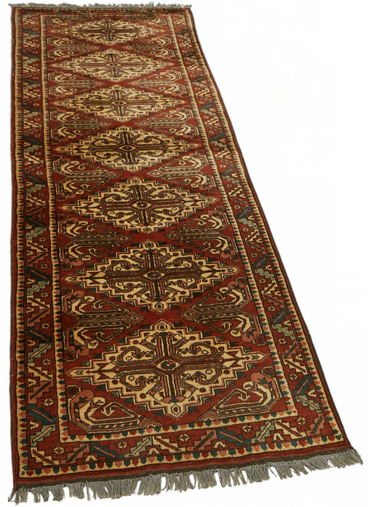 Kirzo Kırmızı Geometrik Desenli Pamuk ve Yün Yolluk 79x284 cm – genel görünüm