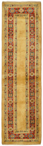Kirzo Sarı Bordürlü Kırmızı Yolluk Geometrik Desenli 80x297 cm