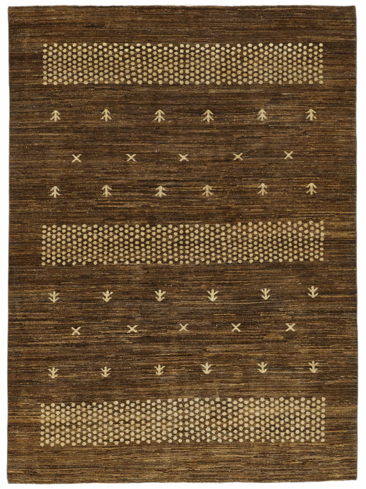 Lomli Bej Kahverengi Geometrik Modern Pamuk Yün El Dokuma Halı 145x196 cm