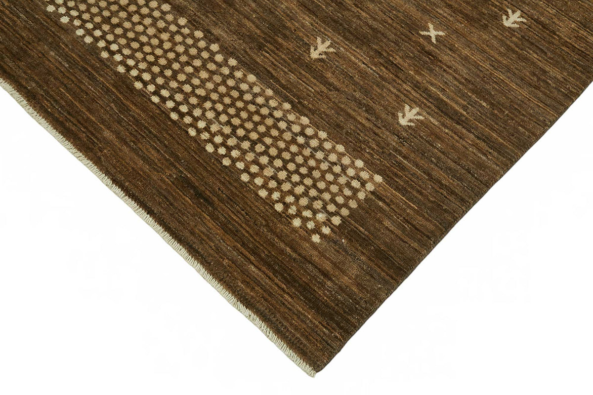 Lomli Bej Kahverengi Geometrik Modern Pamuk Yün El Dokuma Halı 145x196 cm – detay görünümü