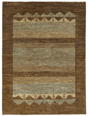 Lomli Kahverengi Geometrik Desenli Genç Vintage Uşak Halı, 151x201 cm
