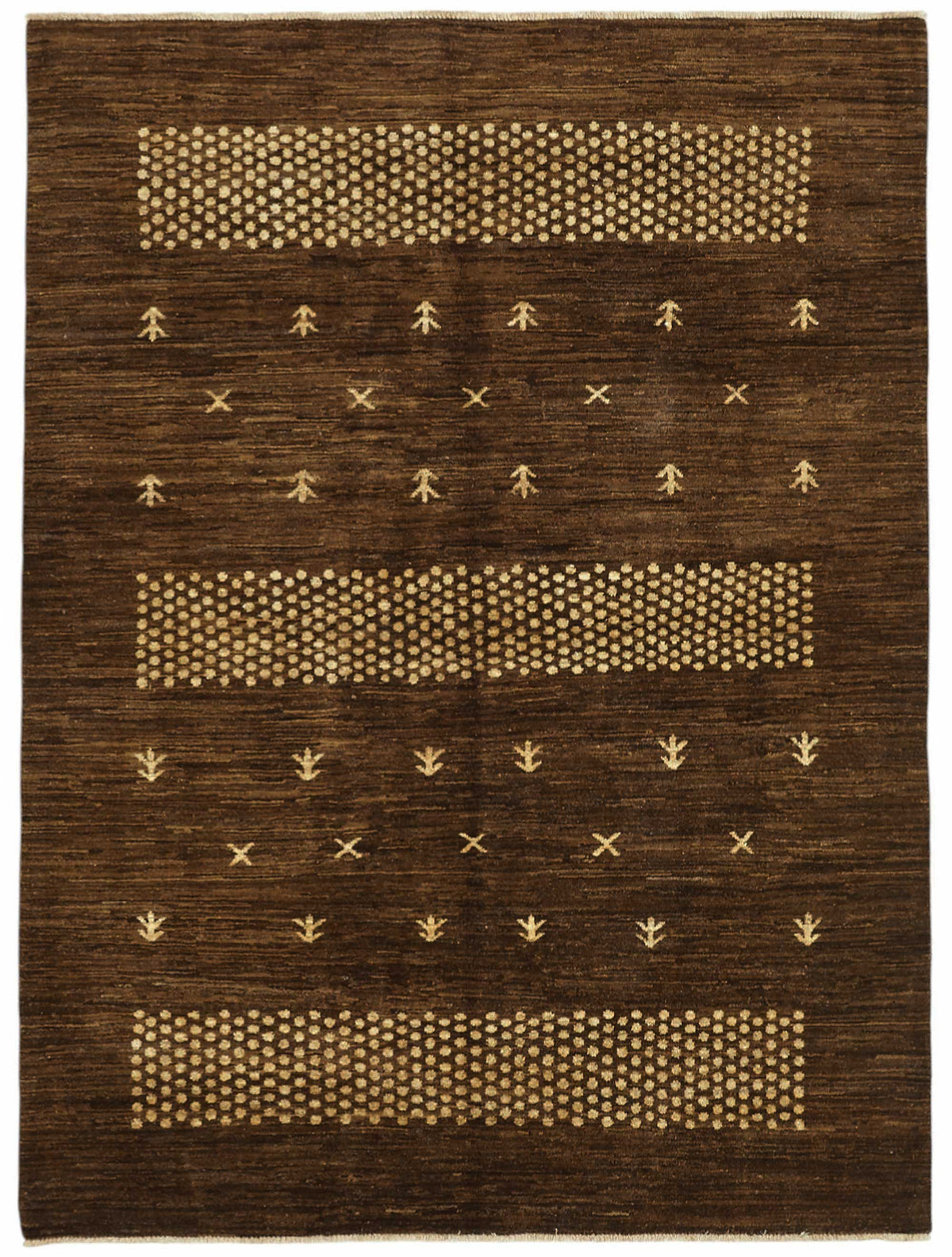 Lomli Kahverengi Bej Geometrik Desenli Etnik El Dokuma Halı 152x201 cm