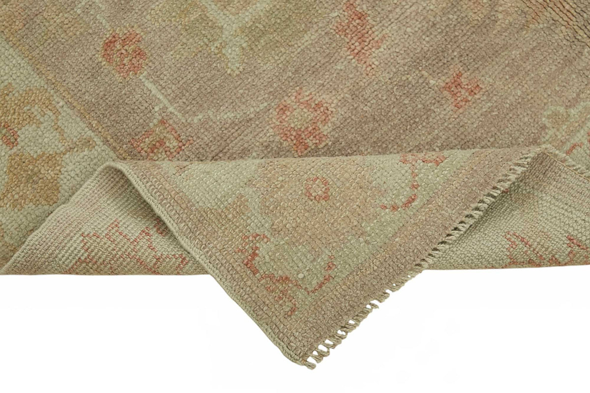 Lomli Bej Gri Madalyon Desenli El Dokuma Halı 121x180 cm – kenar detayı