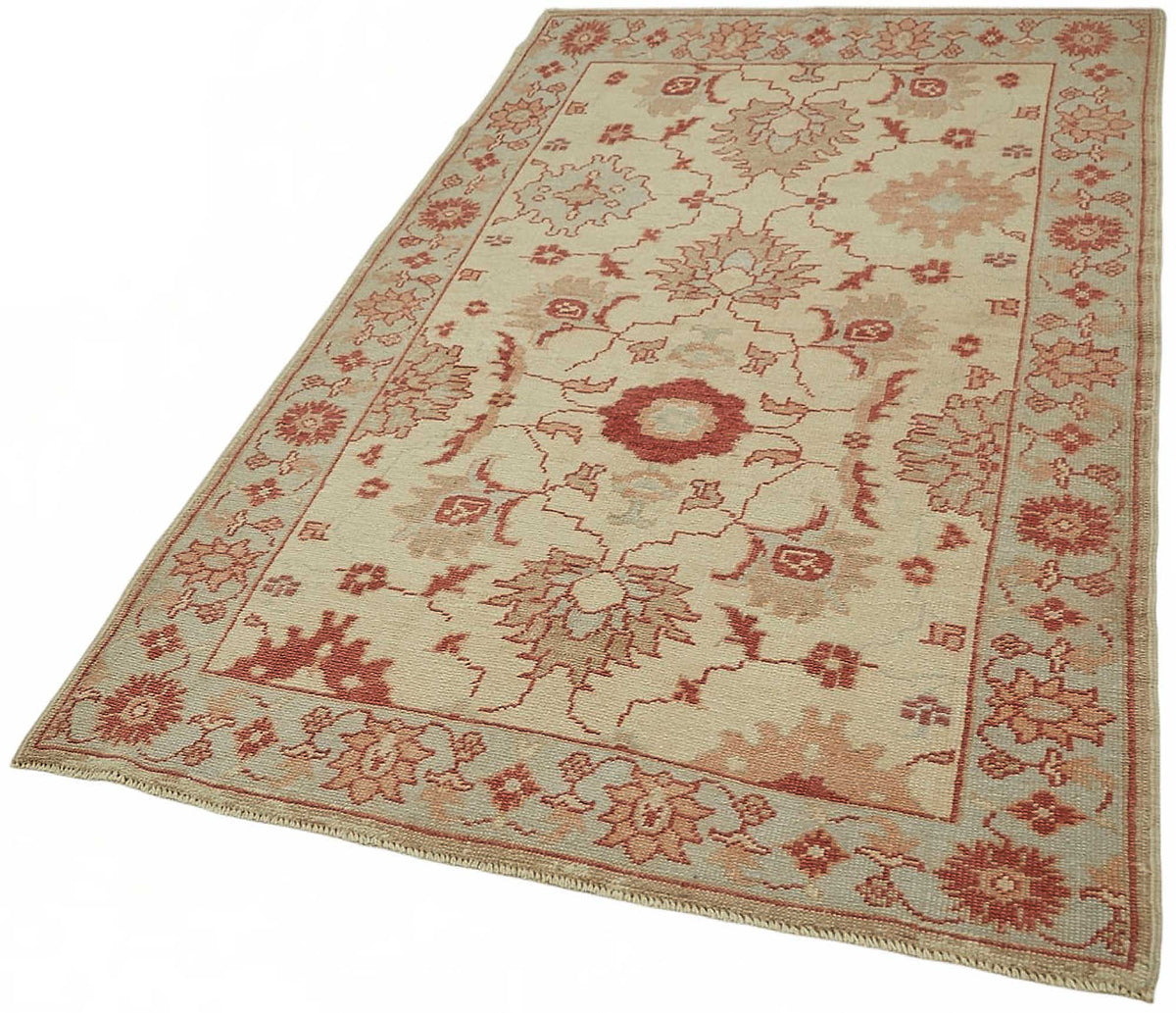 Lomli Vintage Uşak Halı Bej Kiremit Rengi Çiçekli 120x186 cm 49081 – doku yakın çekim
