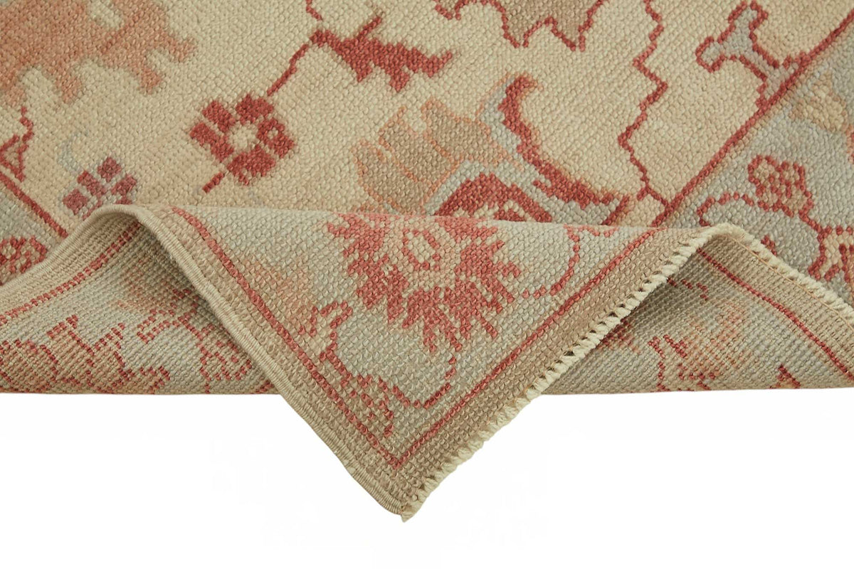 Lomli Vintage Uşak Halı Bej Kiremit Rengi Çiçekli 120x186 cm 49081 – kenar detayı