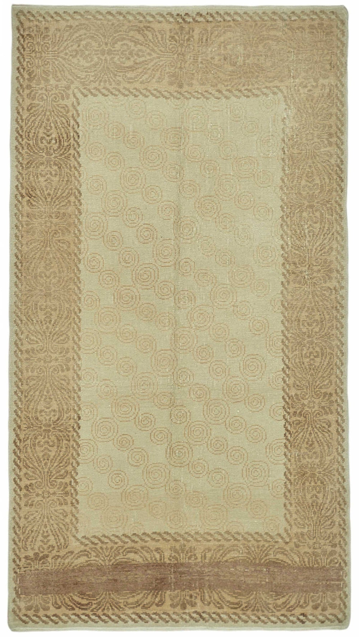 Lomli Uşak Bej Kahverengi Geometrik Desenli Halı 124x221 cm 49082
