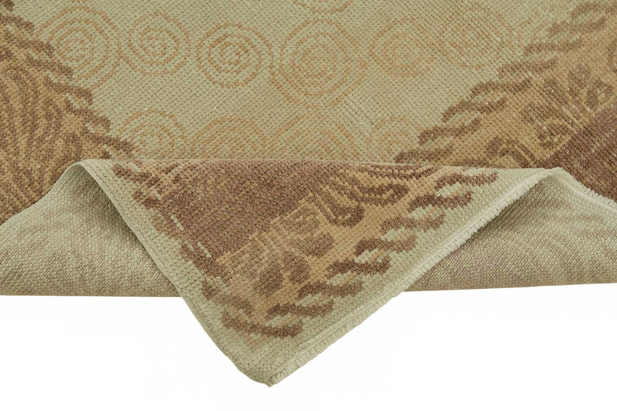 Lomli Uşak Bej Kahverengi Geometrik Desenli Halı 124x221 cm 49082 – kenar detayı