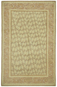 Vamave Uşak Bej Kahverengi Çiçek Desenli El Dokuma Halı 203x310 cm