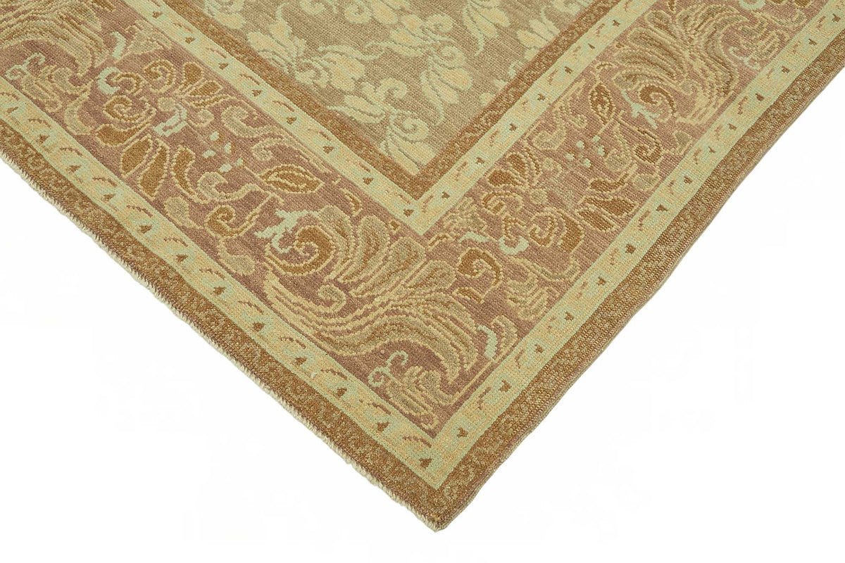 Vamave Uşak Bej Kahverengi Çiçek Desenli El Dokuma Halı 203x310 cm – detay görünümü