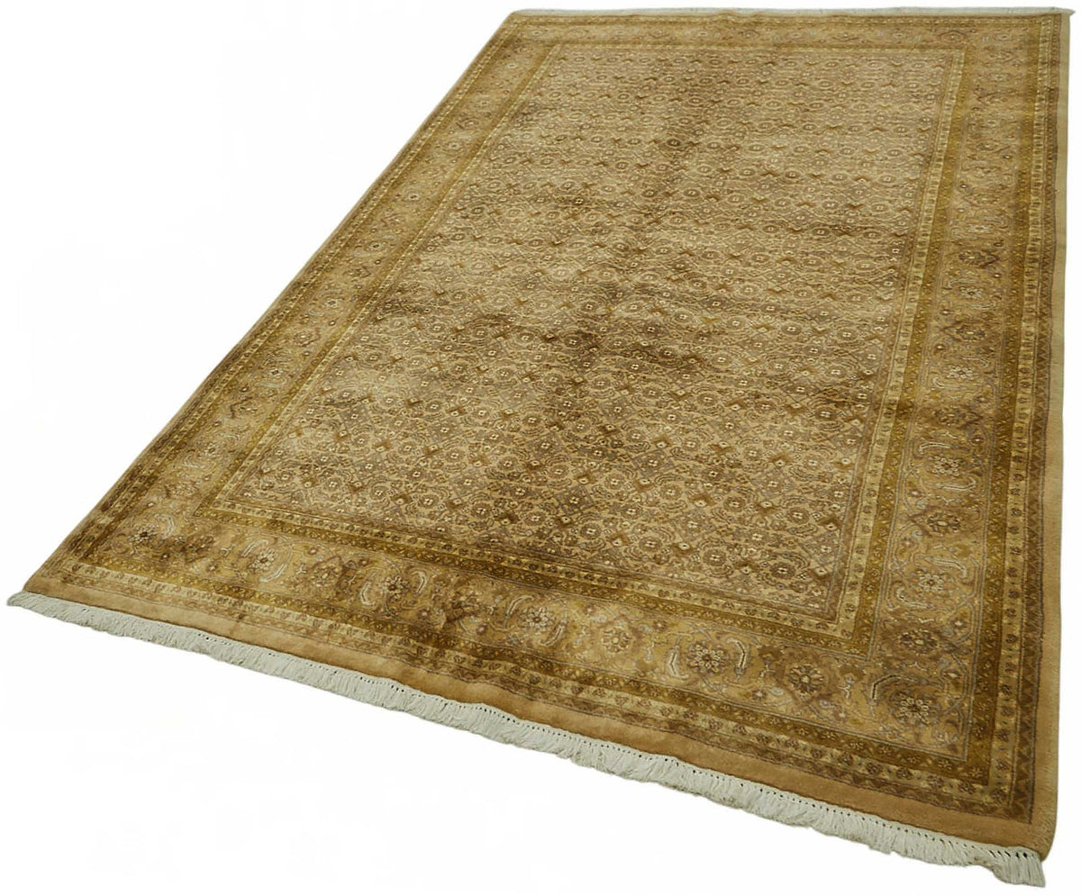 Vamave Kahverengi ve Bej Geometrik Desenli Uşak Halısı 183x274 cm – doku yakın çekim