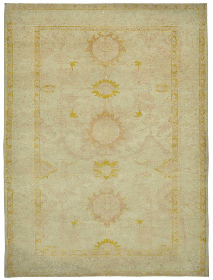 Vamave Düz Bej Halı Uşak Madalyon Desenli Vintage 188x255 cm