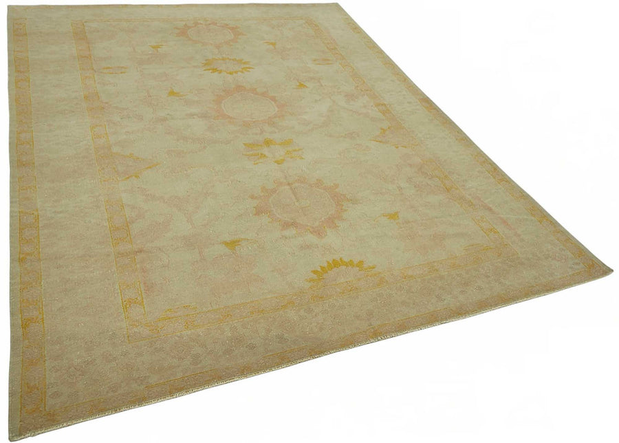 Vamave Düz Bej Halı Uşak Madalyon Desenli Vintage 188x255 cm – genel görünüm