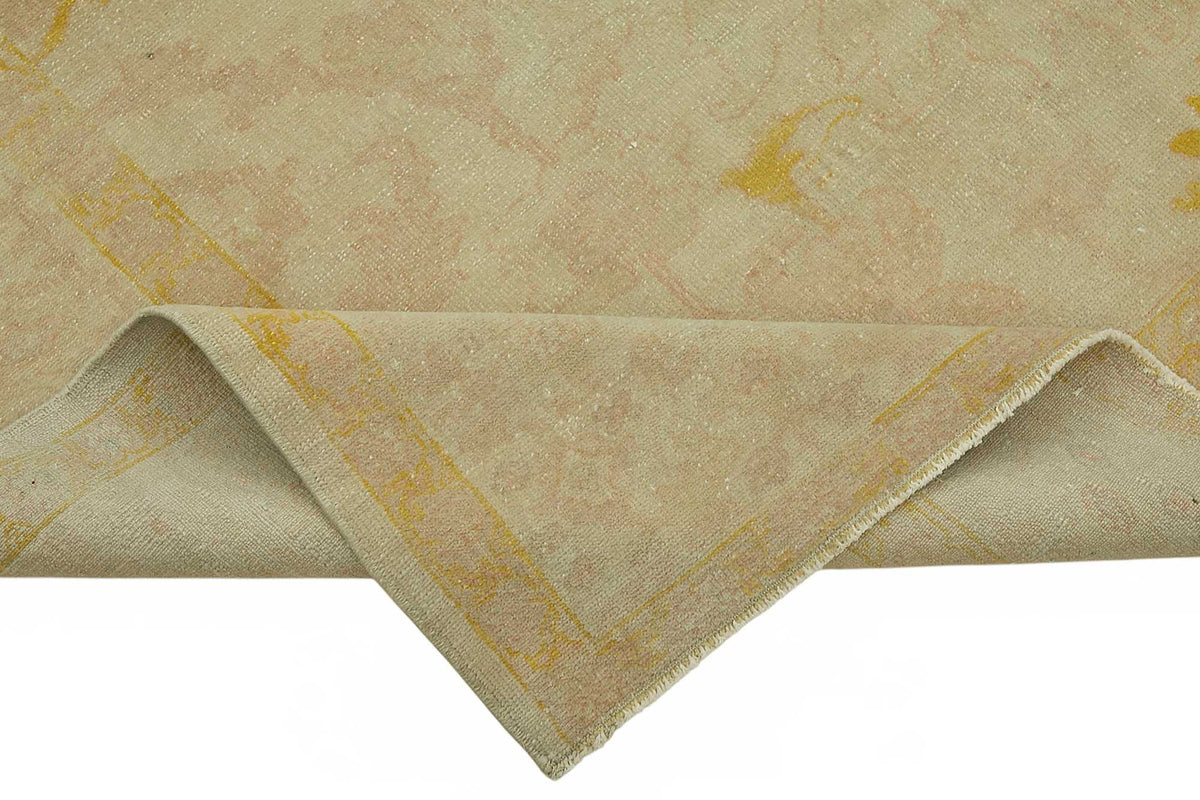 Vamave Düz Bej Halı Uşak Madalyon Desenli Vintage 188x255 cm – kenar detayı