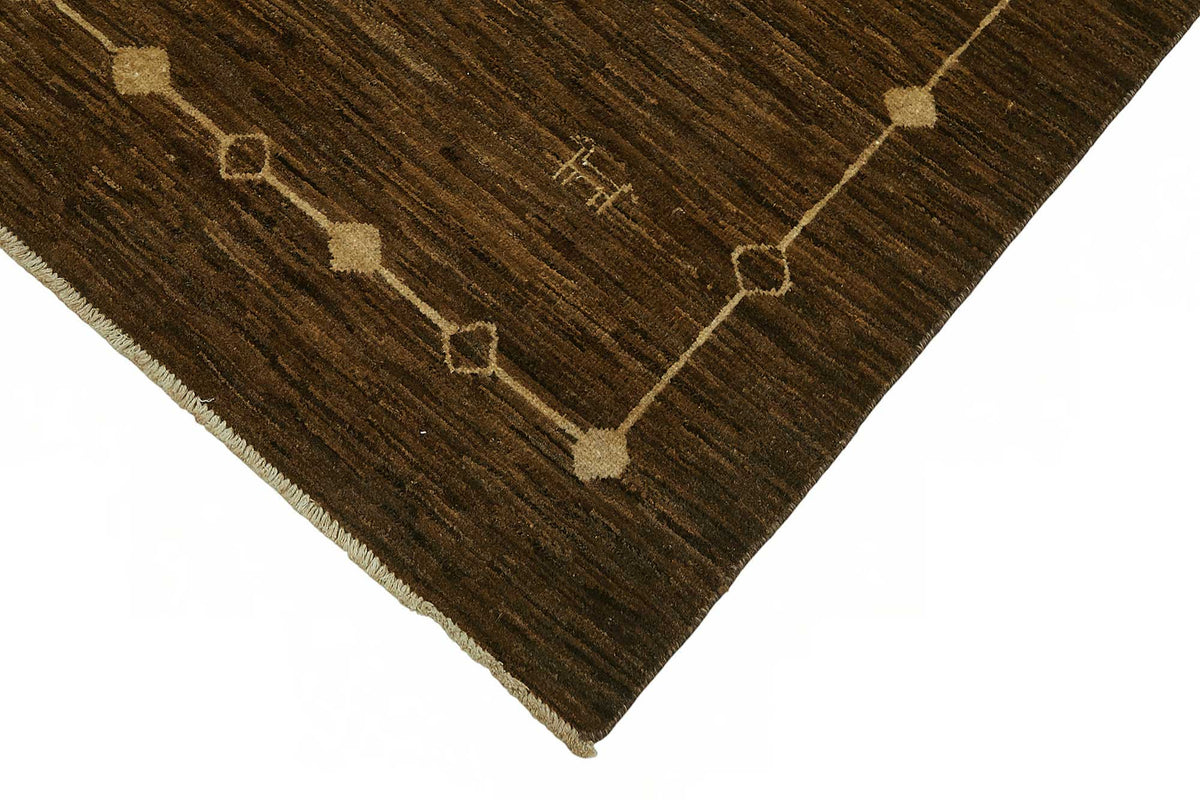 Tappeto Lomli marrone e beige, geometrico, etnico, in cotone e lana, tessuto a mano 117x186 cm – vista dettagliata