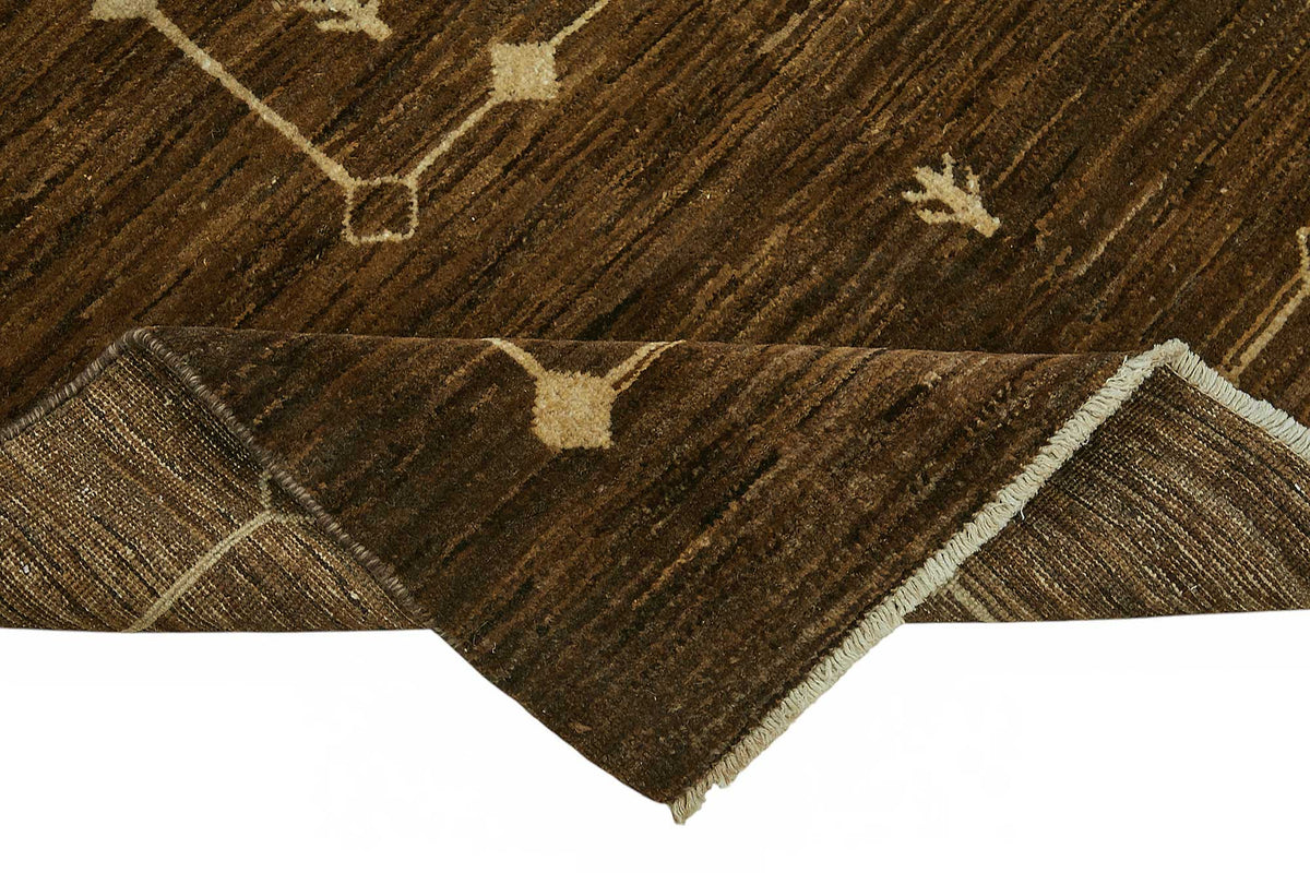 Tappeto Lomli marrone e beige, geometrico, etnico, in cotone e lana, tessuto a mano 117x186 cm – dettaglio bordo