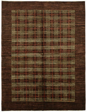 Vamave Kahverengi Bej Geometrik Desenli Yün Pamuk Uşak Halısı 182x230 cm