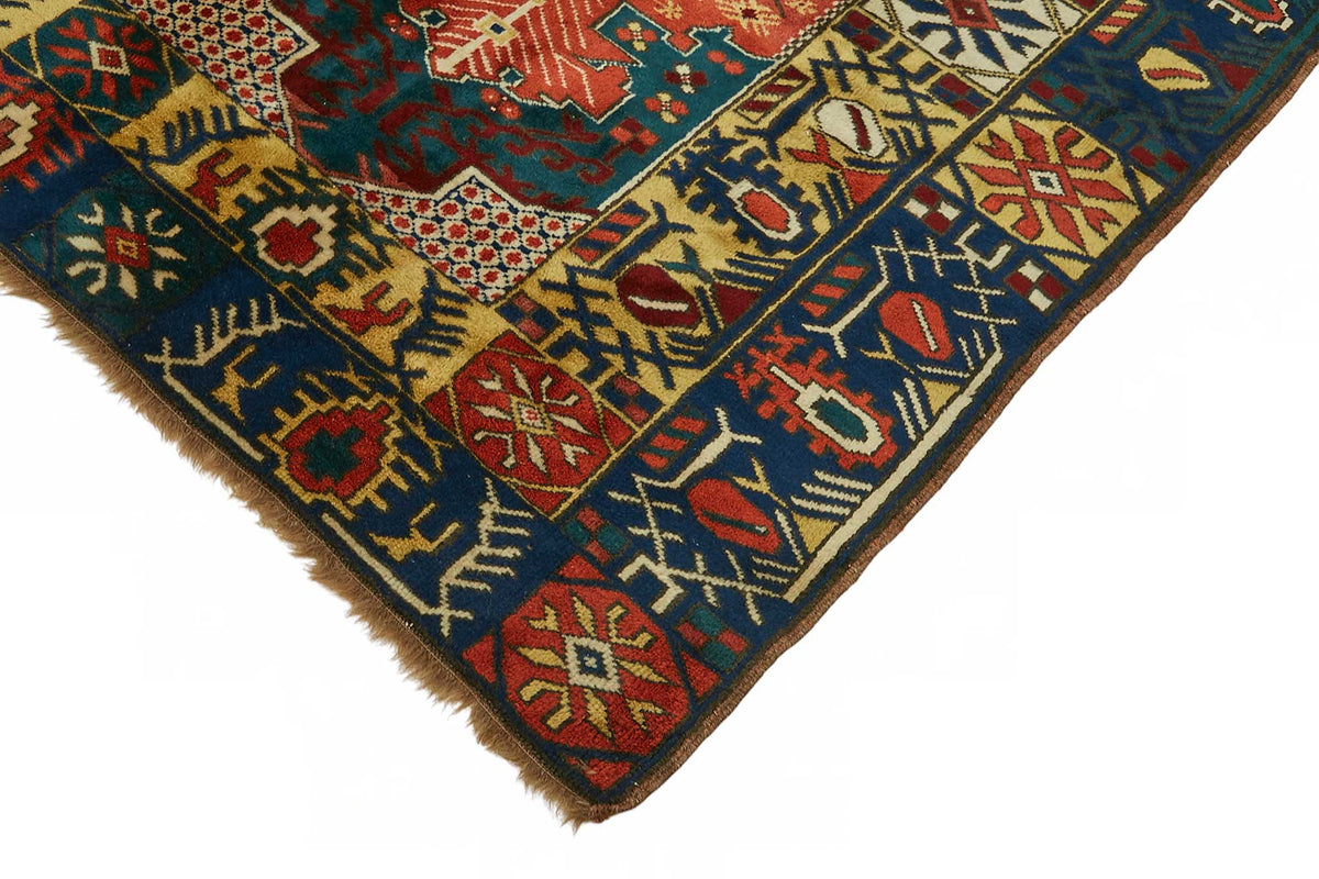 Vamave Lacivert Kırmızı Geometrik Desenli Uşak El Dokuma Halı 170x229 cm – detay görünümü
