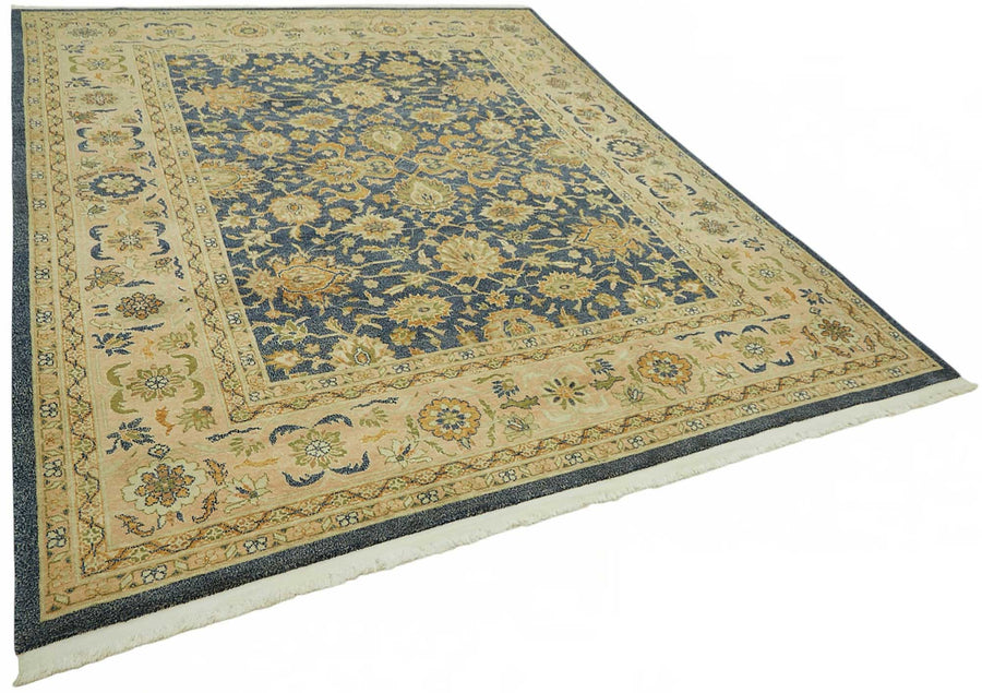 Vamave Uşak Halısı Lacivert Bej Çiçek Desenli El Dokuma 242x304 cm 49098 – genel görünüm