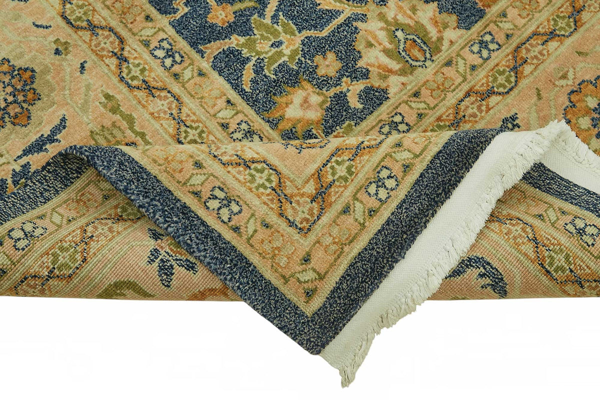 Vamave Uşak Halısı Lacivert Bej Çiçek Desenli El Dokuma 242x304 cm 49098 – kenar detayı