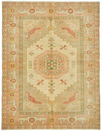 Vamave Geometrik Desenli Bej ve Pembe Uşak Düz Dokuma Halı 213x278 cm