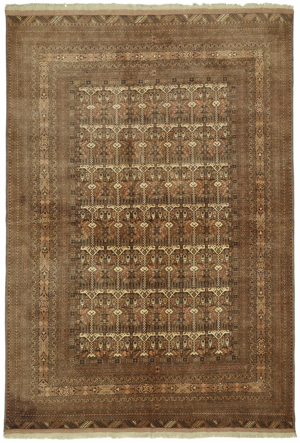 Vamave Geometrik Desenli Kahverengi Uşak El Dokuma Halı 207x302 cm