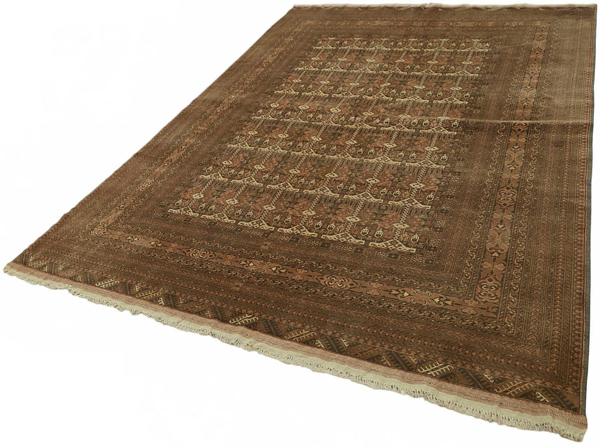 Vamave Geometrik Desenli Kahverengi Uşak El Dokuma Halı 207x302 cm – doku yakın çekim