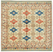 Vamave Krem Lacivert Madalyon Desenli Uşak El Dokuma Halı 232x243 cm