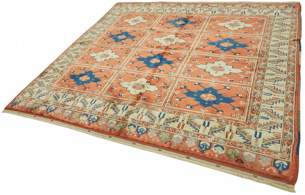 Vamave Madalyon Desenli Kırmızı Lacivert Uşak Halısı 225x235 cm 49102 – doku yakın çekim
