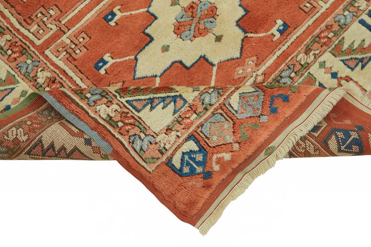 Vamave Madalyon Desenli Kırmızı Lacivert Uşak Halısı 225x235 cm 49102 – kenar detayı
