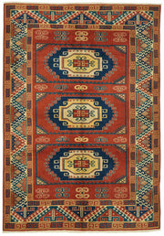 Vamave Kırmızı Etnik Uşak Halısı, Geometrik Desenli 202x284 cm
