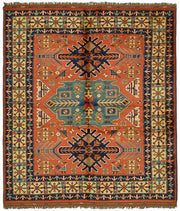 Vamave Turuncu Halı Etnik Geometrik Desenli Uşak Dokuma 210x234 cm