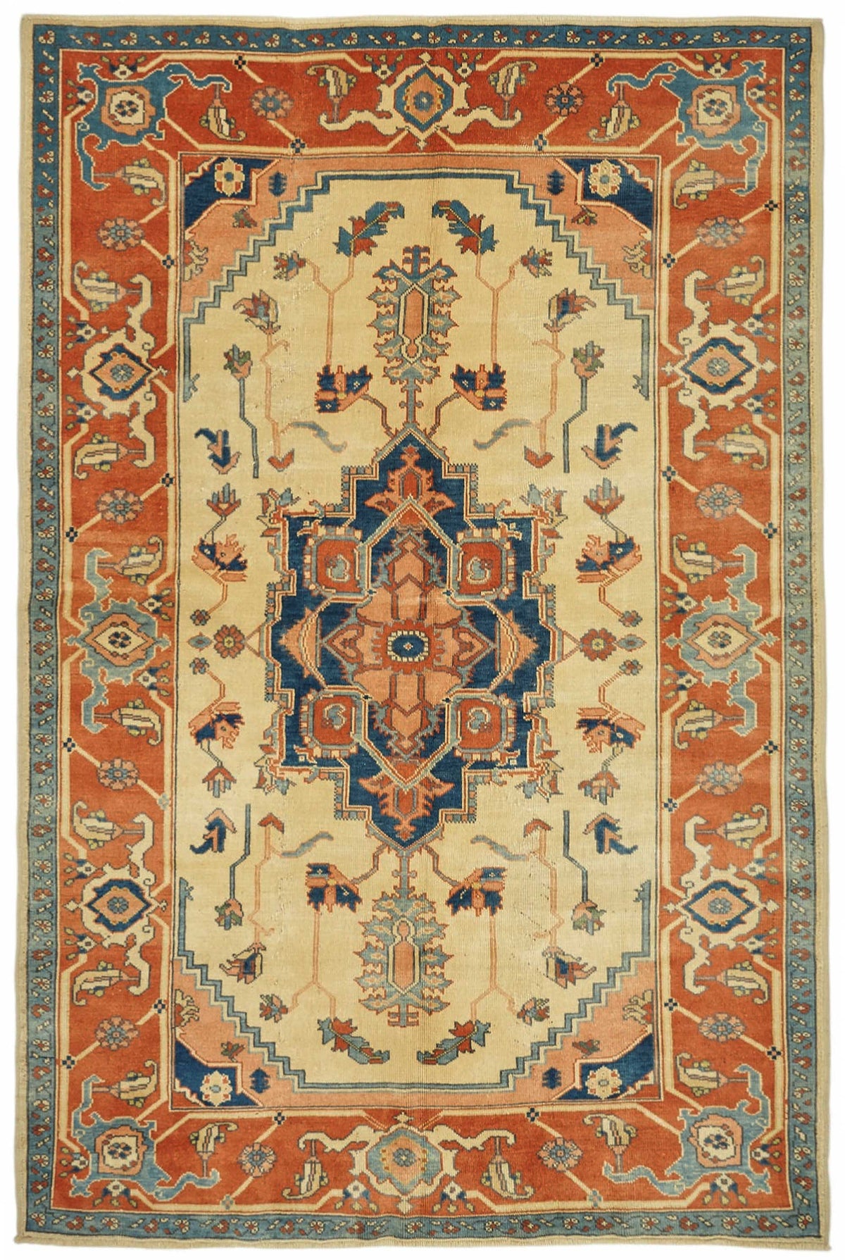 Vamave Madalyon Desenli Bej Uşak Halısı 206x313 cm 49112