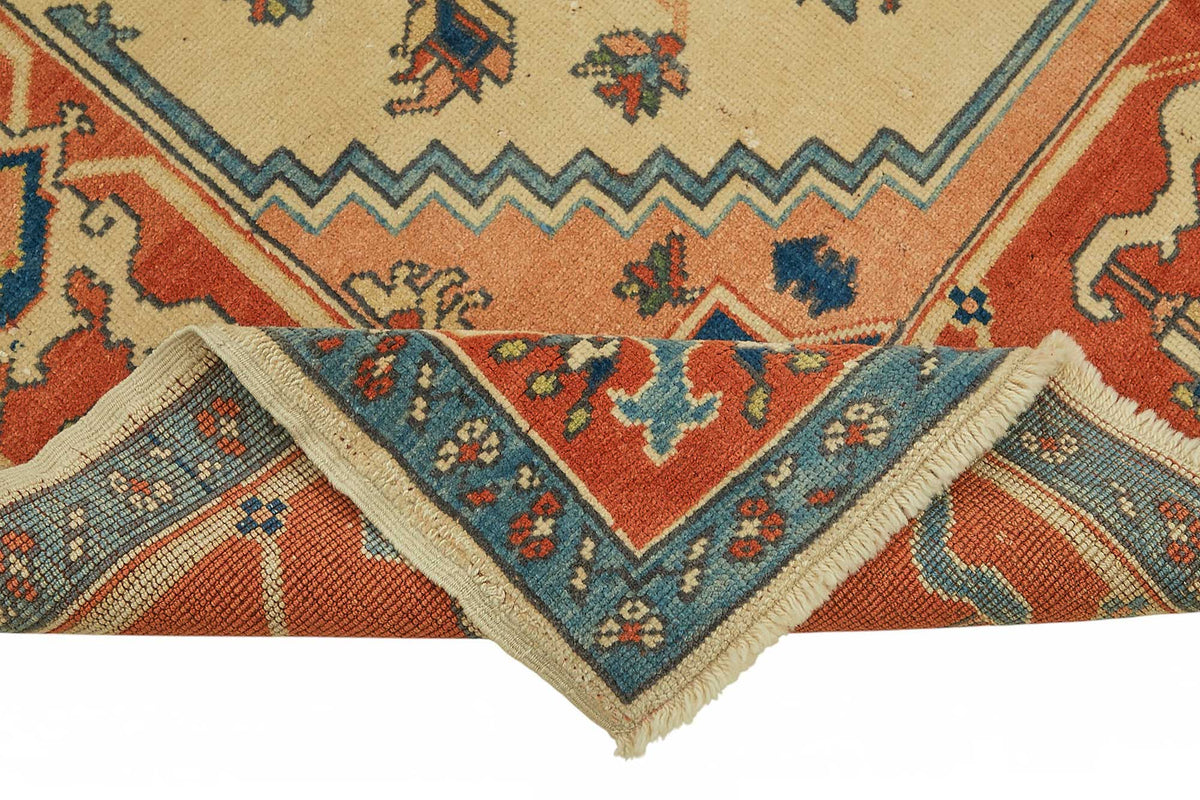 Vamave Madalyon Desenli Bej Uşak Halısı 206x313 cm 49112 – kenar detayı