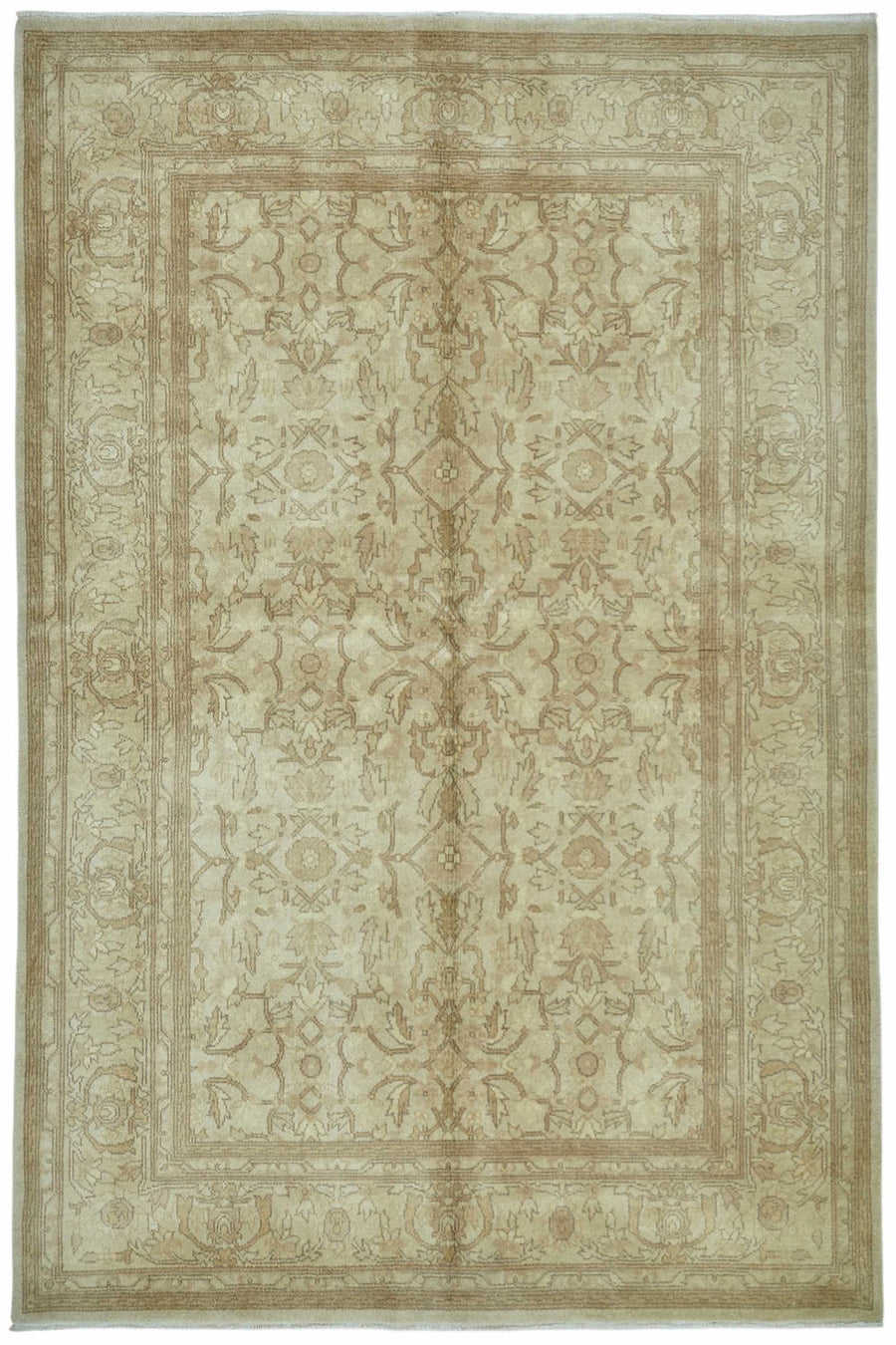 Vamave Bej Rengi Madalyon Desenli El Dokuma Uşak Halı 183x272 cm