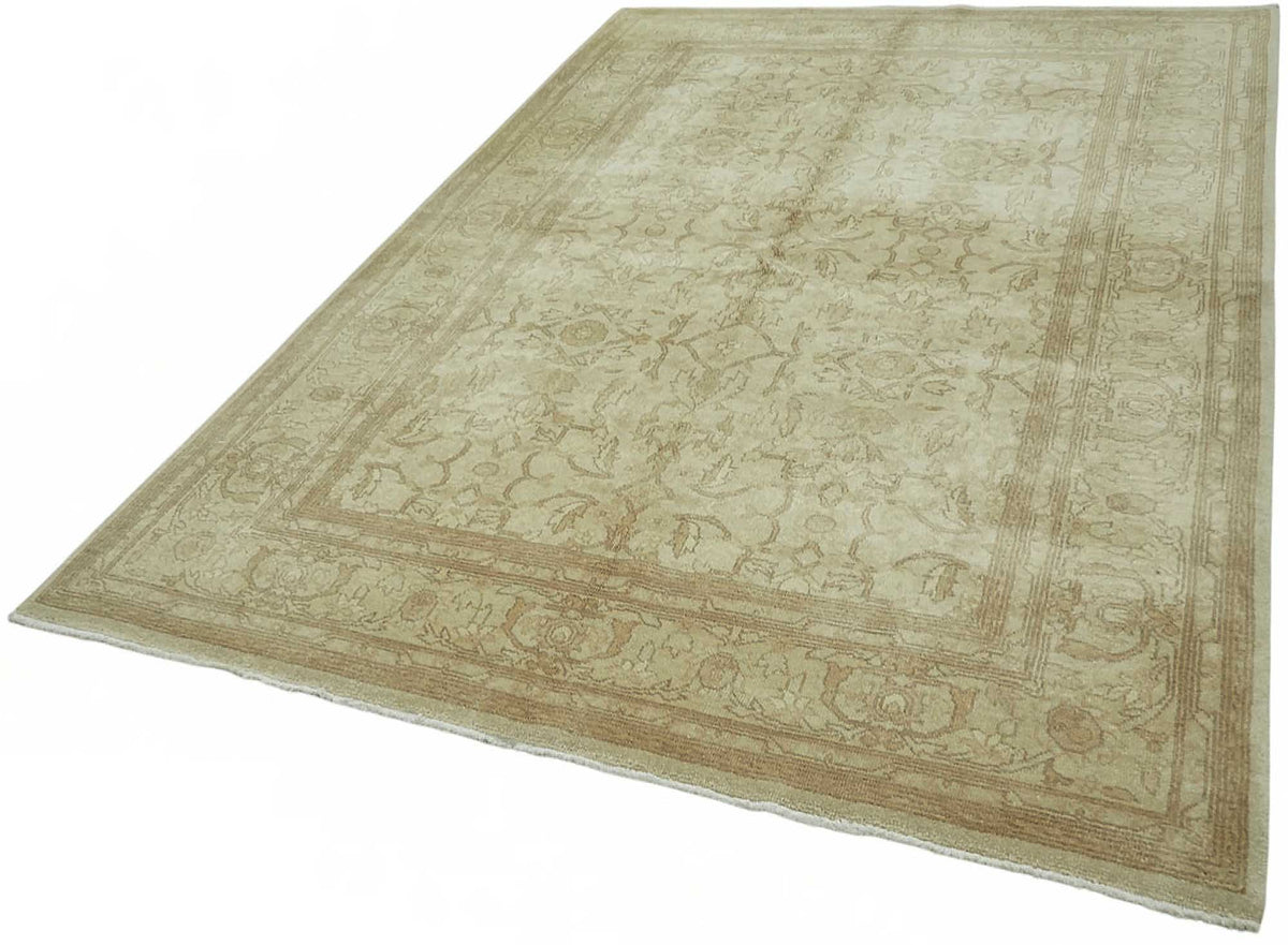 Vamave Bej Rengi Madalyon Desenli El Dokuma Uşak Halı 183x272 cm – doku yakın çekim