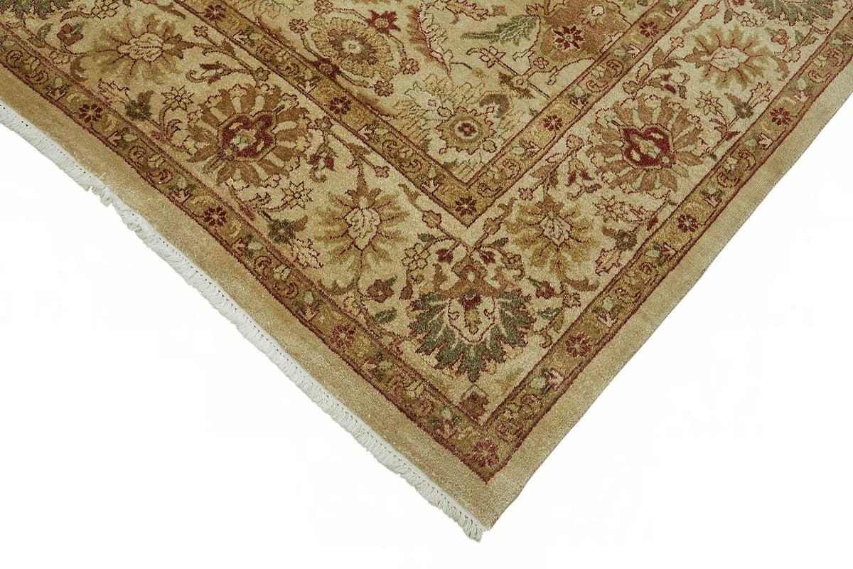 Vamave Bej ve Kahverengi Çiçek Desenli Yün Uşak Halı 233x297 cm – detay görünümü