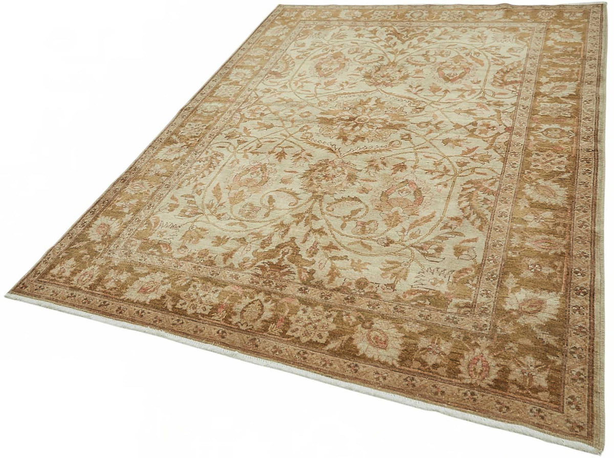 Vamave Kahverengi Halı 6 m2 Uşak El Dokuma Çiçekli 186x254 cm – doku yakın çekim