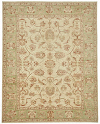 Vamave Uşak Halısı Yeşil ve Krem Çiçekli Düz Yeşil Halı 247x318 cm