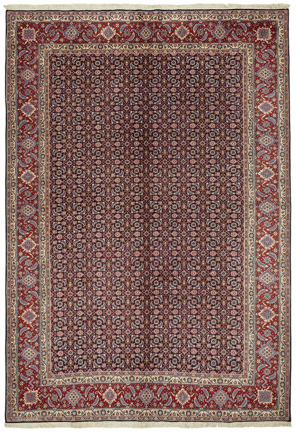 Vamave Geometrik Desenli Lacivert Kırmızı Uşak Halısı 220x312 cm