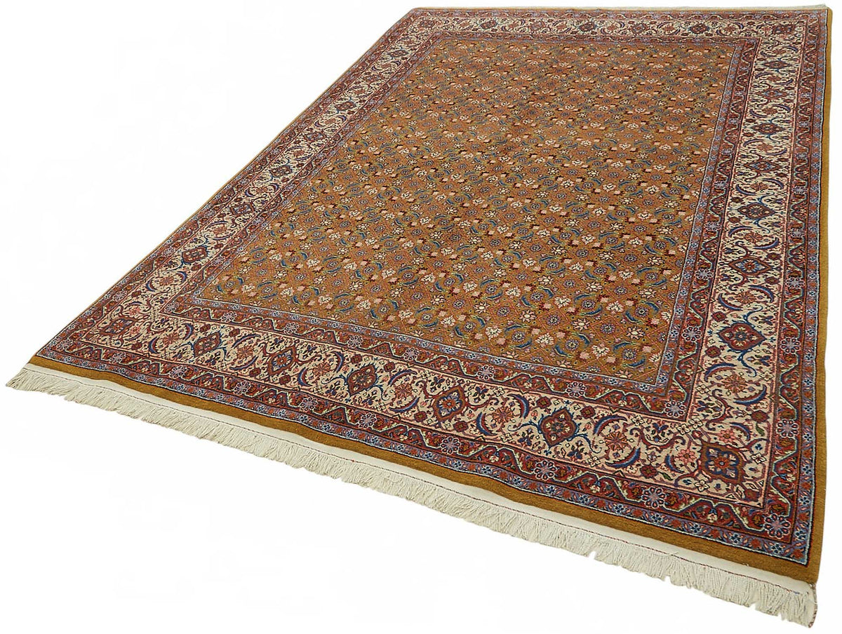 Vamave Kahverengi Kırmızı Geometrik Uşak El Dokuma Halı 195x286 cm – doku yakın çekim