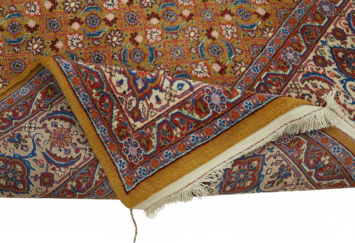 Vamave Kahverengi Kırmızı Geometrik Uşak El Dokuma Halı 195x286 cm – kenar detayı